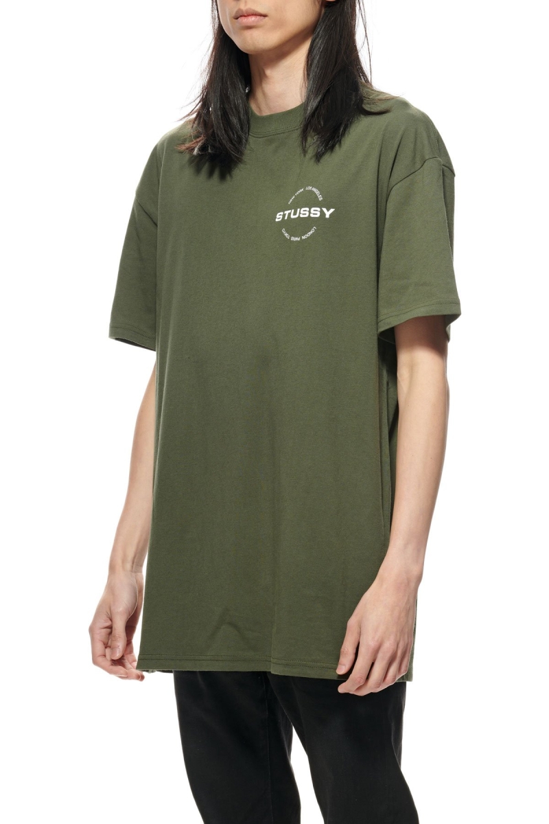 Green Stussy City Circle SS Men's T Shirts | USA000123