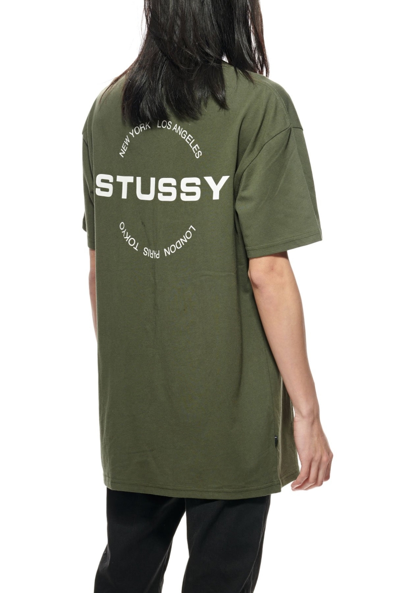 Green Stussy City Circle SS Men's T Shirts | USA000123