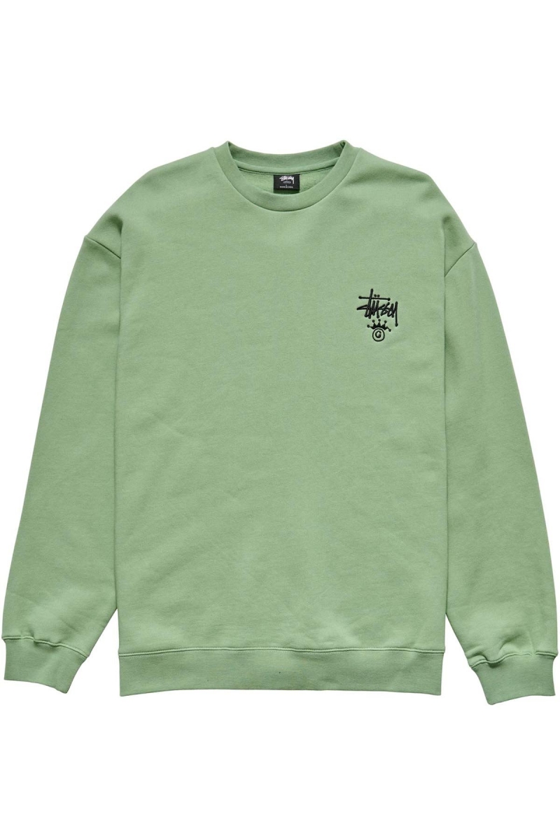 Green Stussy Copyright Crown Crew Men\'s Sweaters | USA000827