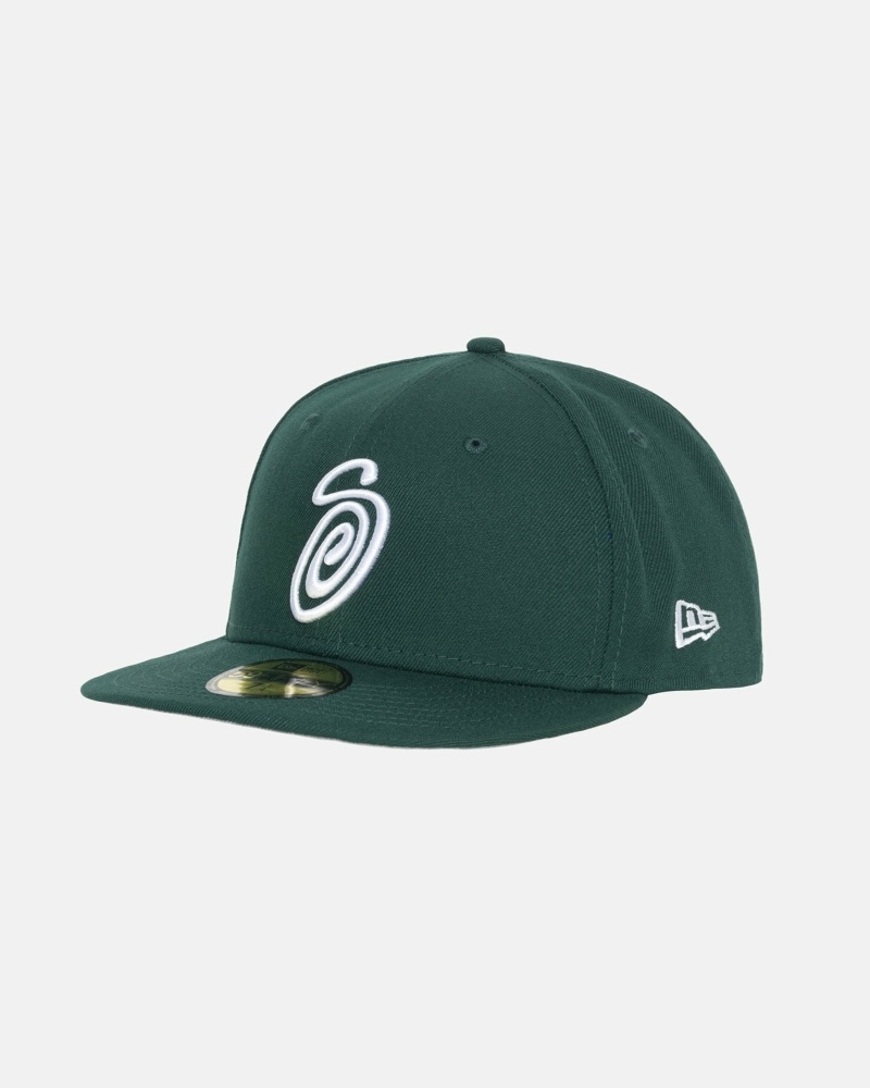 Green Stussy Curly S 59Fifty New Era Men's Caps | USA000430