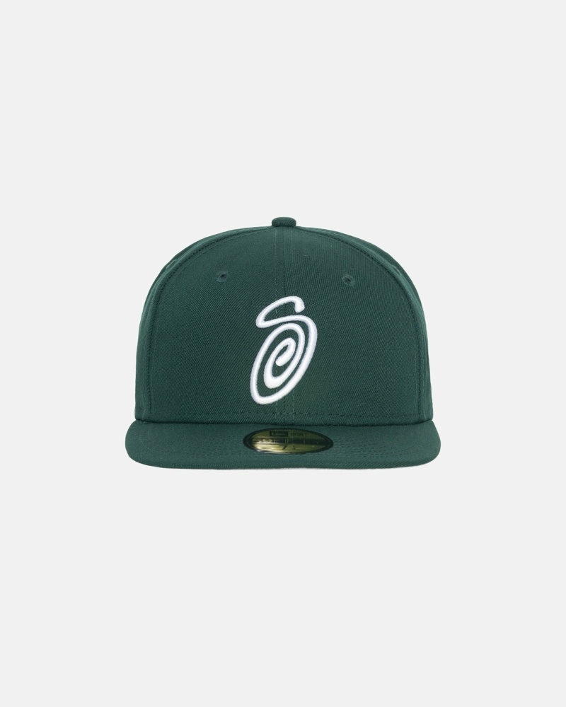 Green Stussy Curly S 59Fifty New Era Men\'s Caps | USA000430