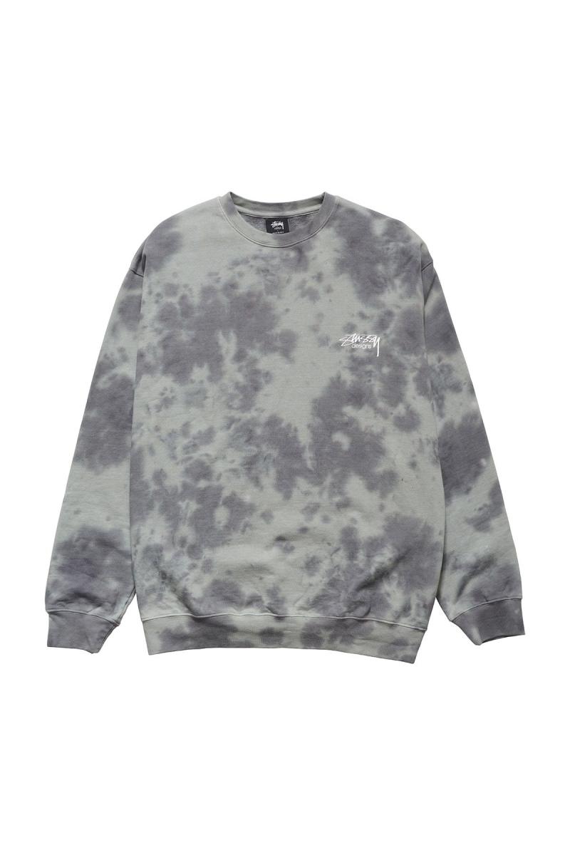 Green Stussy Designs Tie Dye Crew Men\'s Sweaters | USA000834