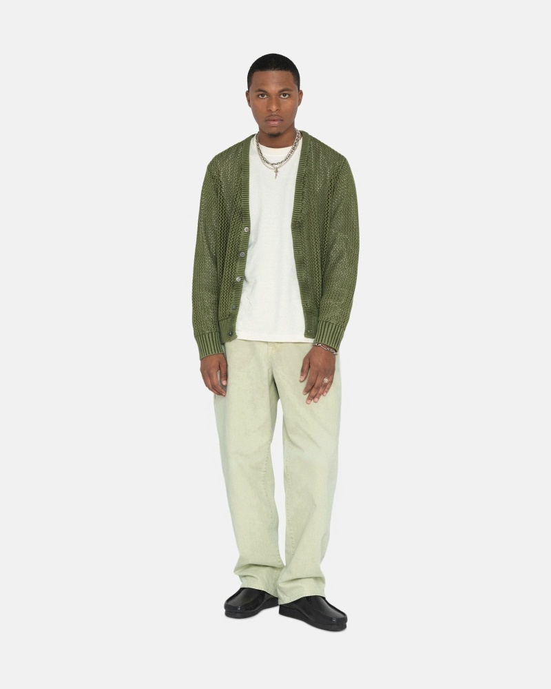 Green Stussy Double Dye Big 'Ol Men's Jeans | USA000520