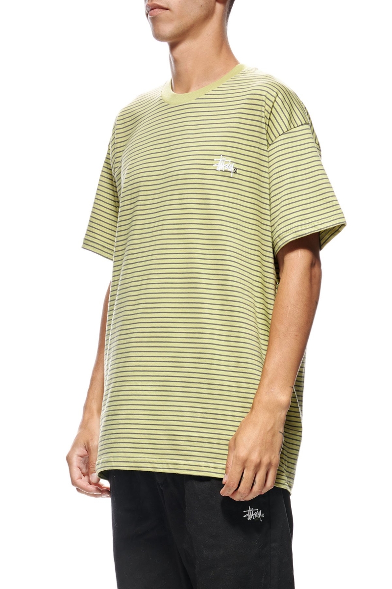 Green Stussy Emerald Stripe SS Men's T Shirts | USA000166