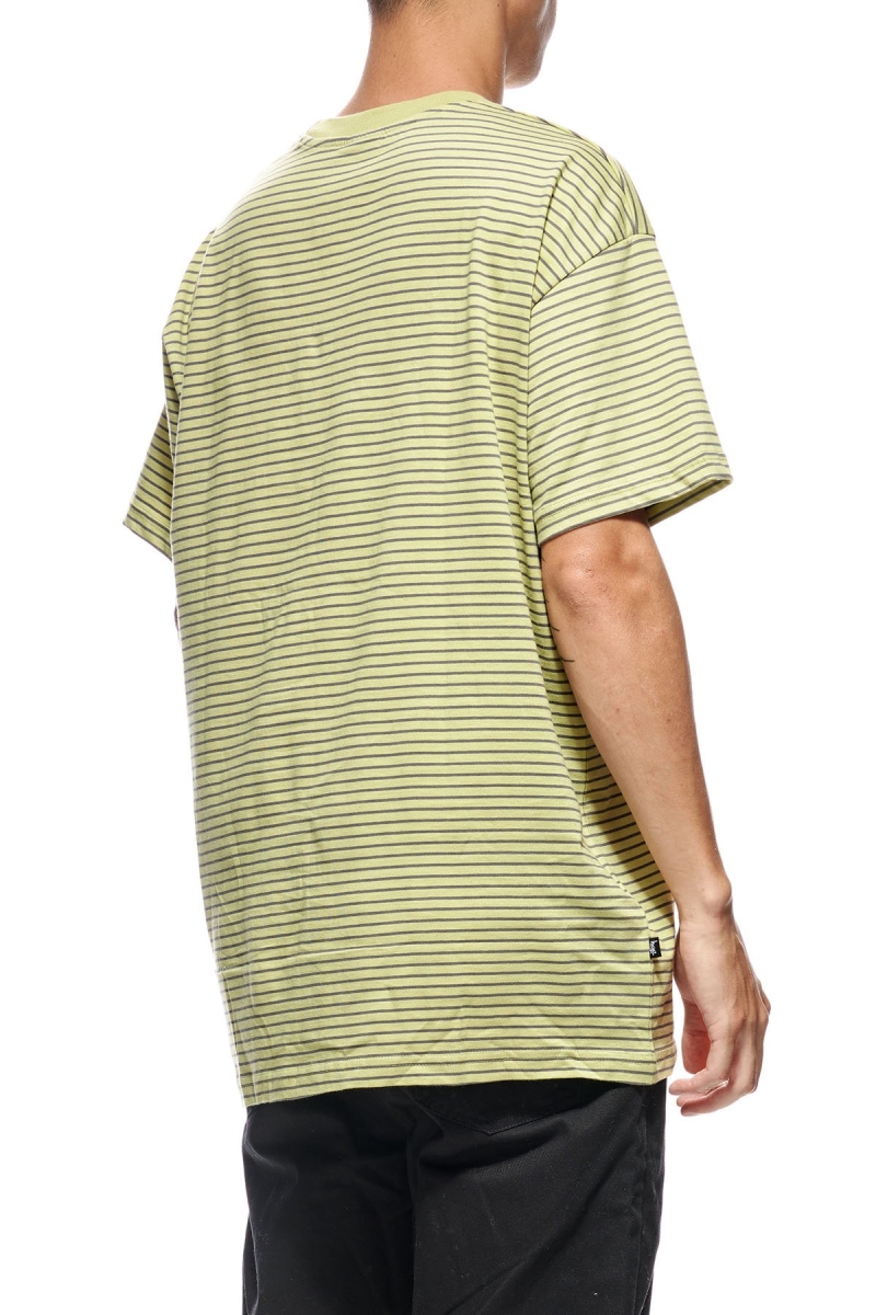 Green Stussy Emerald Stripe SS Men's T Shirts | USA000166