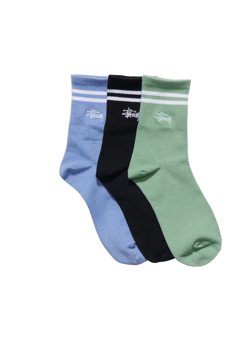 Green Stussy Graffiti (3 Pack) Women\'s Socks | USA000723