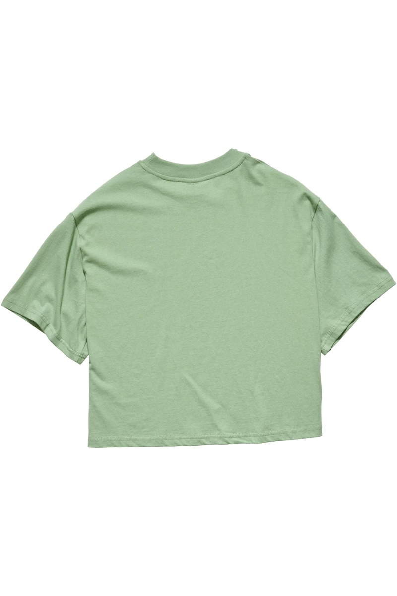 Green Stussy Graffiti Boxy Women's T Shirts | USA000175