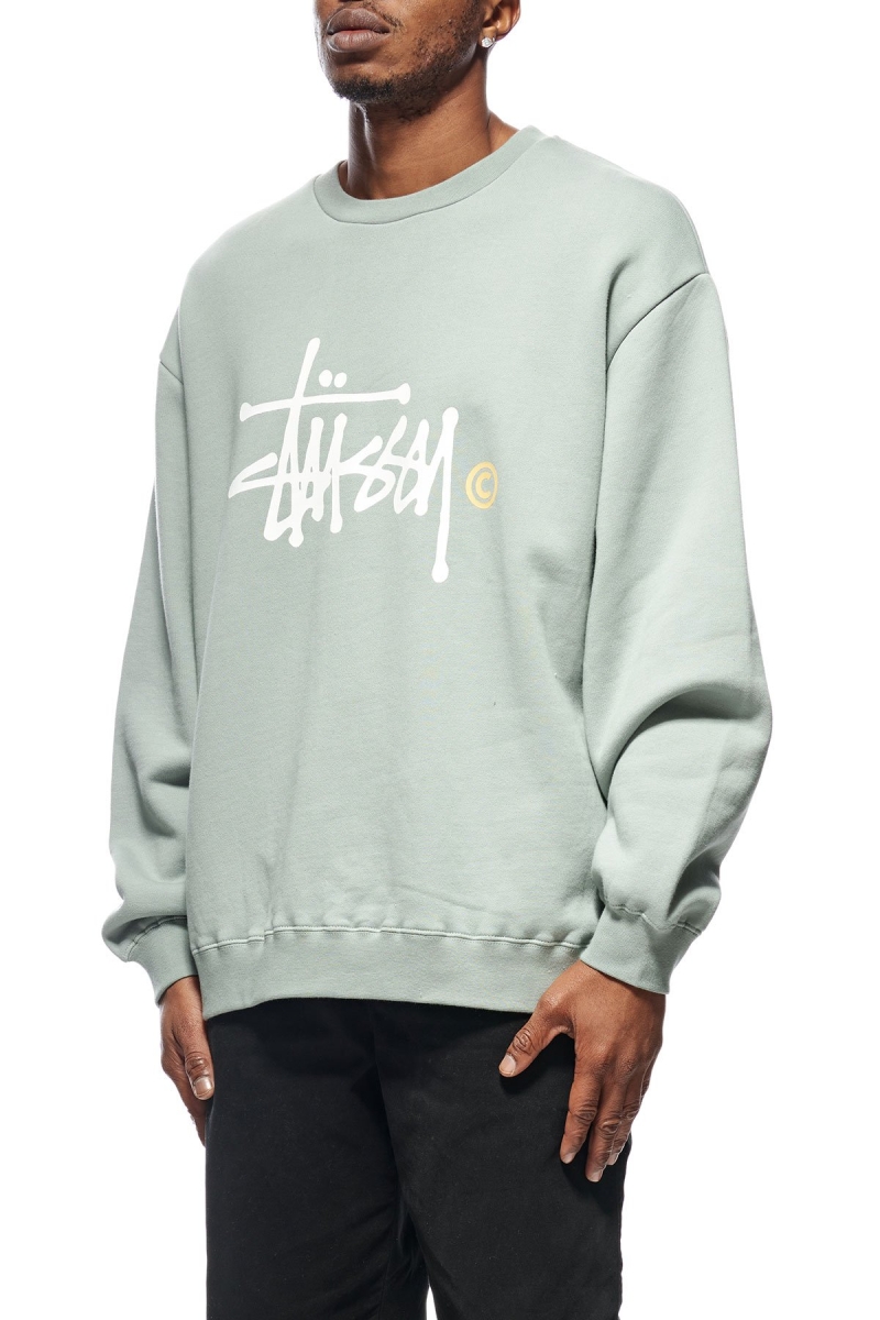 Green Stussy Graffiti Crew Men's Sweaters | USA000837