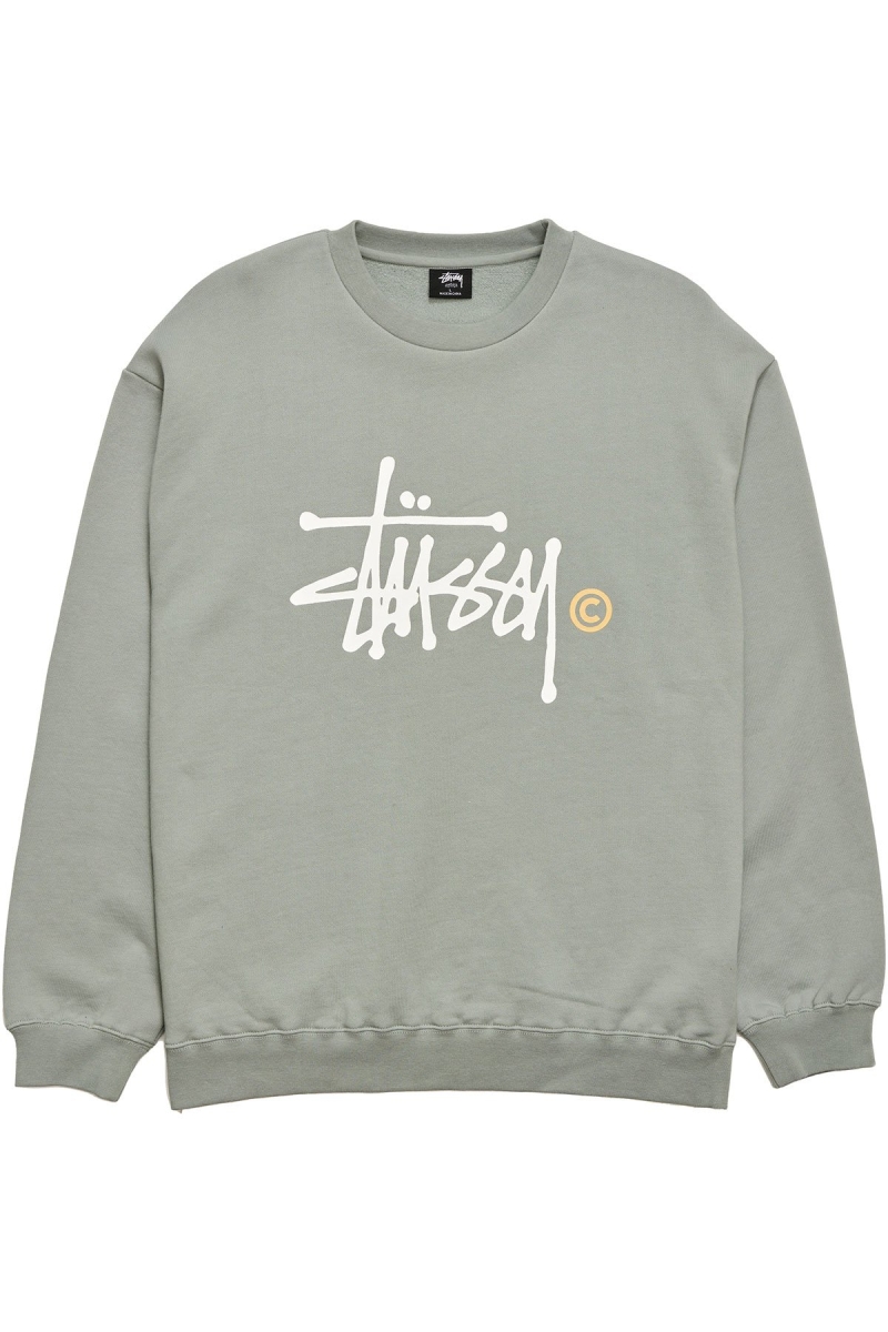 Green Stussy Graffiti Crew Men\'s Sweaters | USA000837