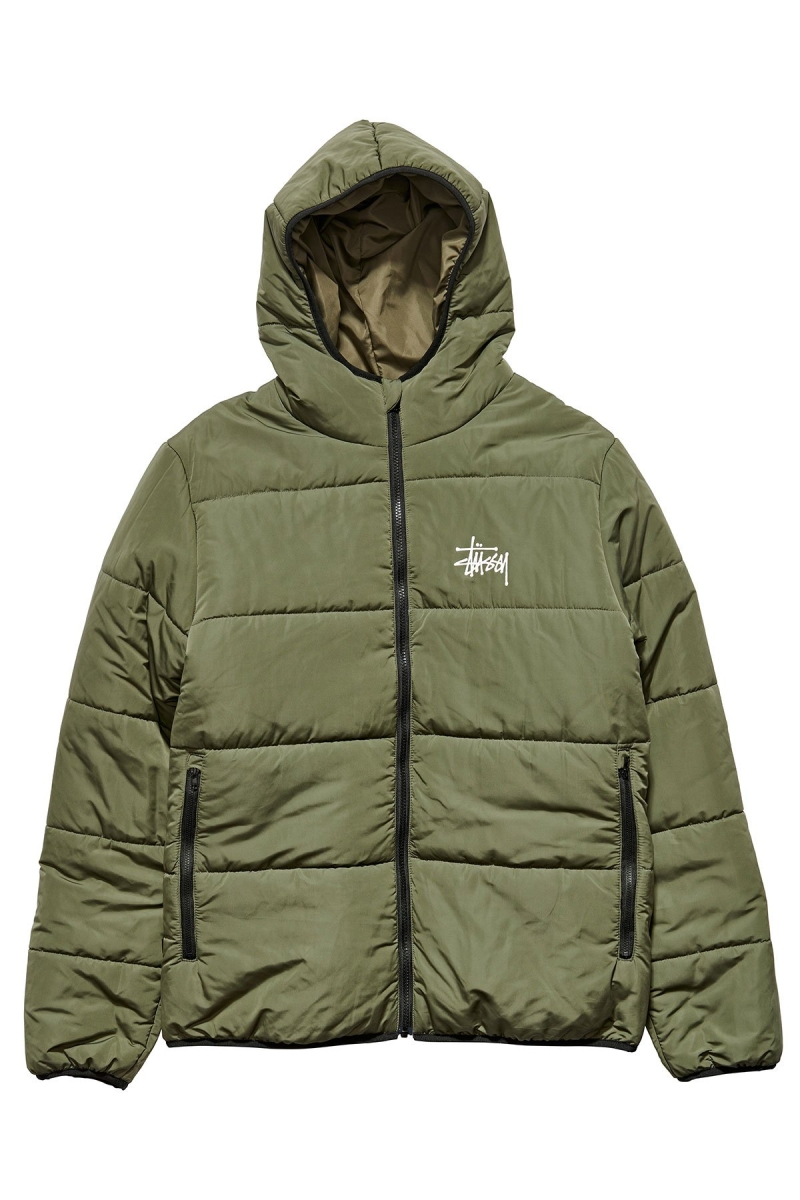 Green Stussy Graffiti Lightweight Puffa Men\'s Jackets | USA000341