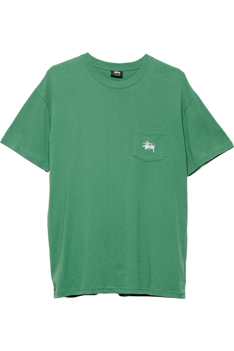 Green Stussy Graffiti Pocket Men\'s T Shirts | USA000184