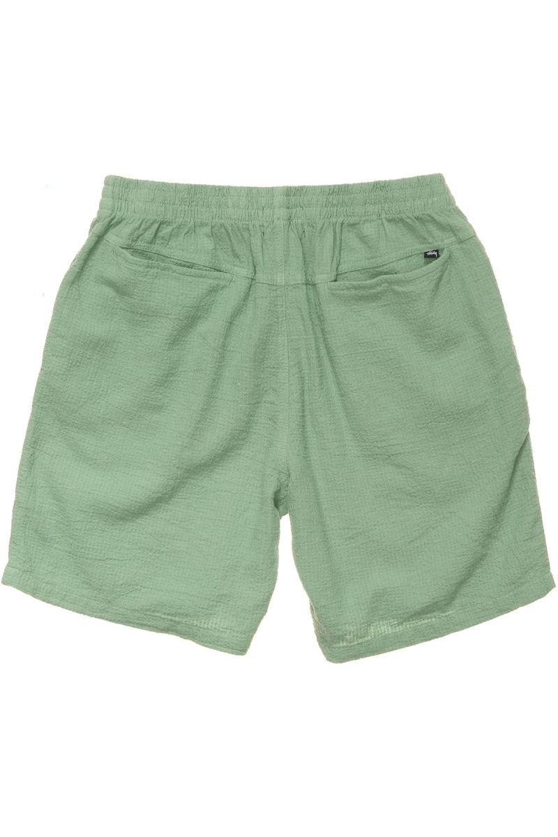 Green Stussy Grid Seersucker Beach Men's Shorts | USA000644