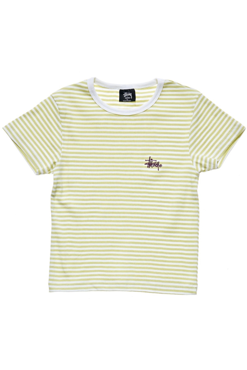 Green Stussy Hyde Stripe Rib Women\'s T Shirts | USA000221