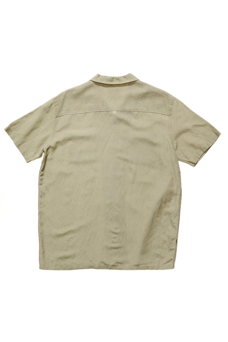 Green Stussy Linen SS Men's Shirts | USA000320