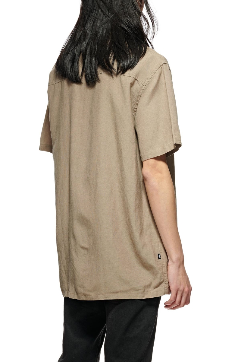 Green Stussy Linen SS Men's Shirts | USA000320