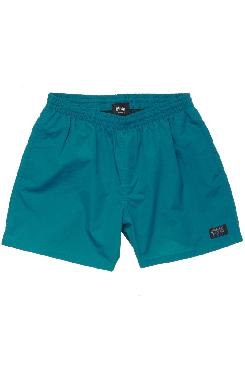 Green Stussy Nylon Big Beach Men\'s Shorts | USA000651