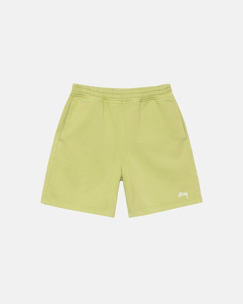 Green Stussy Overdyed Stock Logo Men\'s Shorts | USA000657