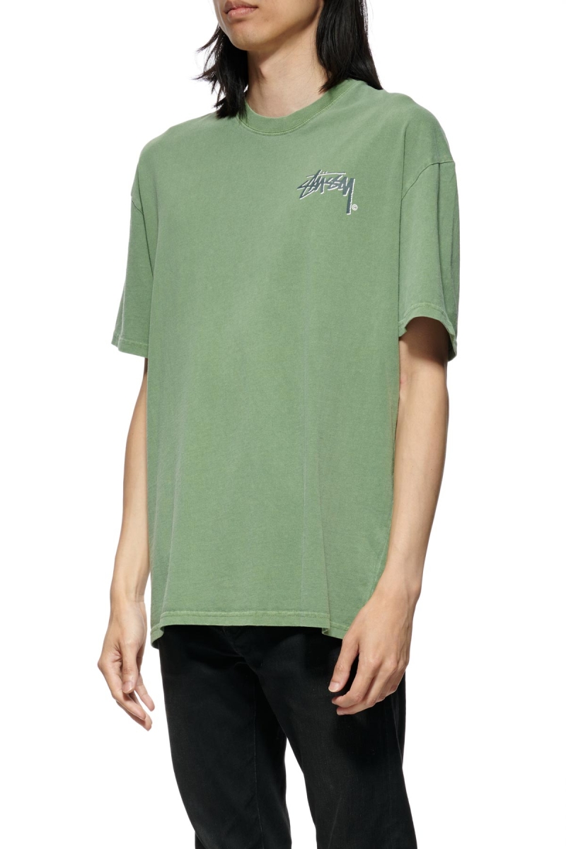 Green Stussy Shadow Stock SS Men's T Shirts | USA000265