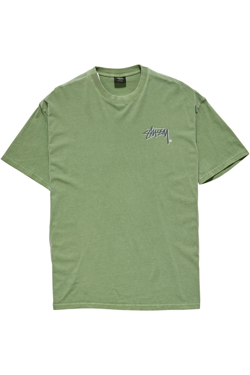 Green Stussy Shadow Stock SS Men\'s T Shirts | USA000265