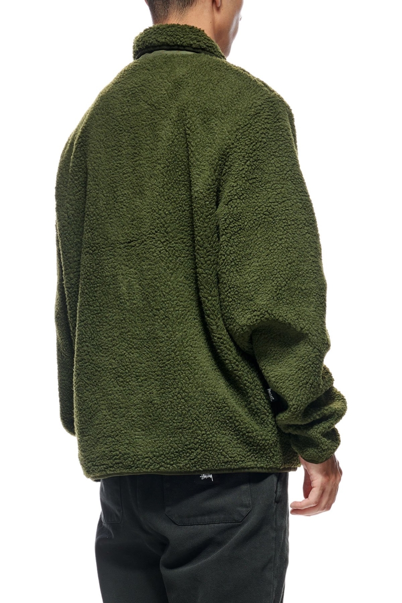 Green Stussy Sherpa Button Down Men's Jackets | USA000358