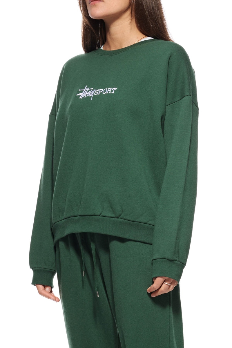 Green Stussy Sport OS Crew Women's Sportswear | USA000787