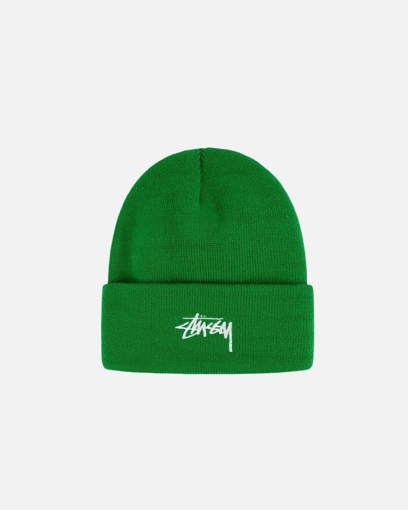 Green Stussy Stock Cuff Men\'s Beanie | USA000485