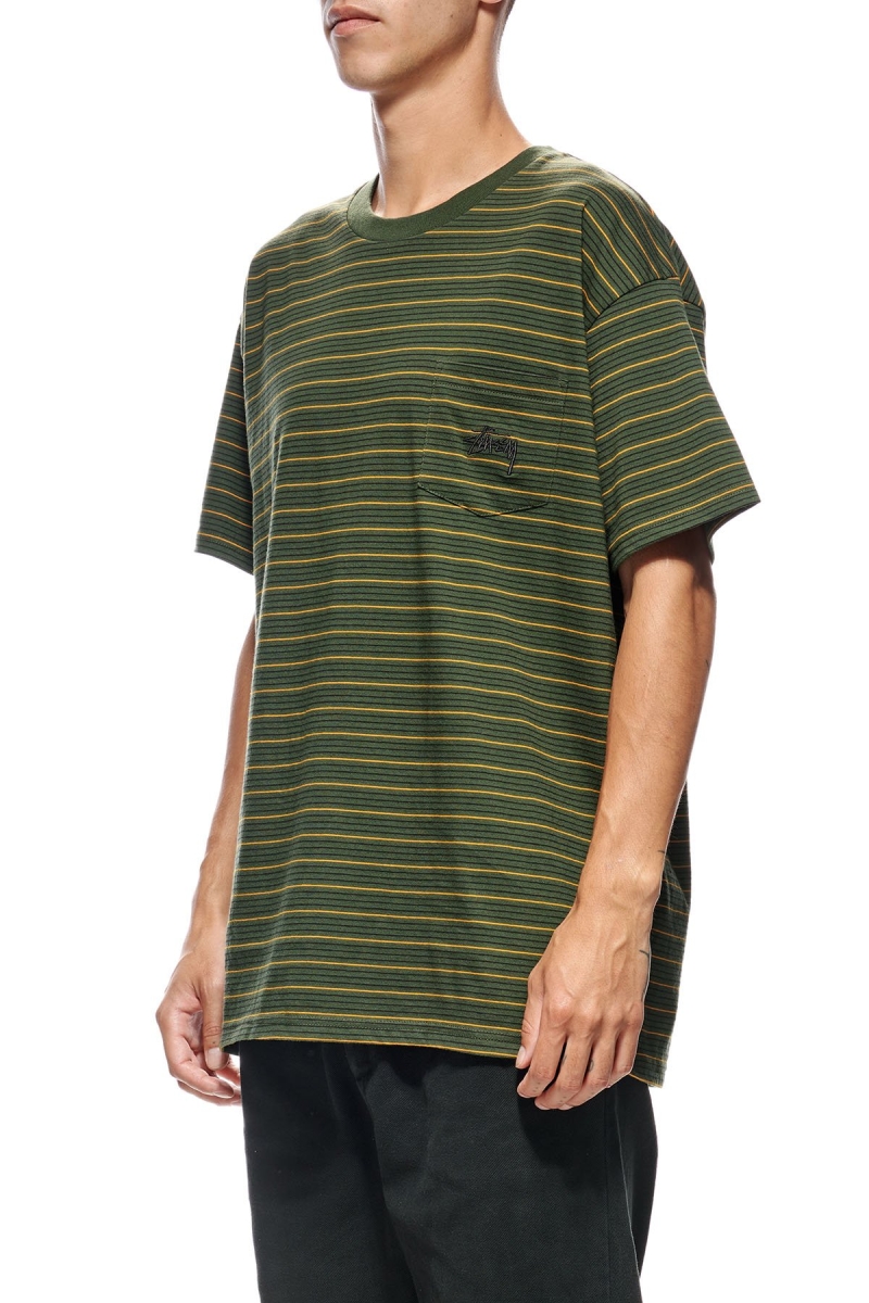 Green Stussy Stock Pocket SS Men's T Shirts | USA000274