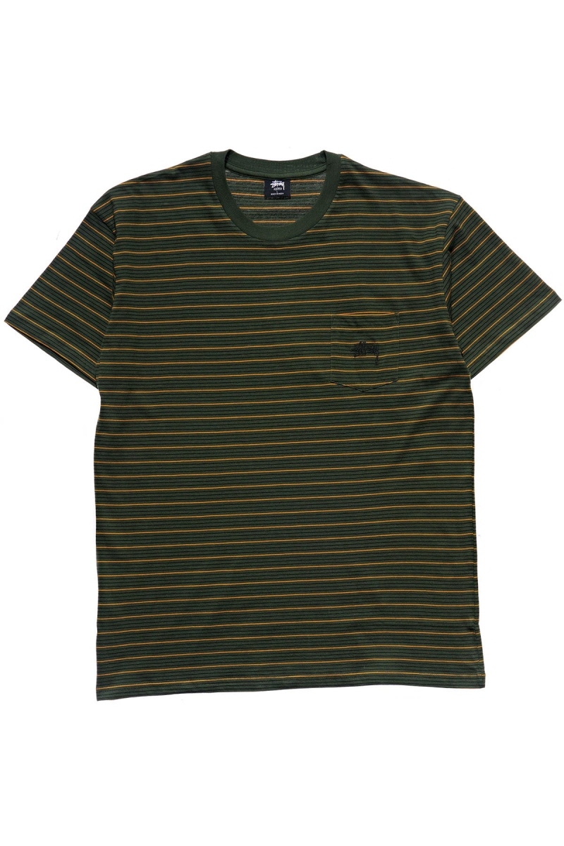 Green Stussy Stock Pocket SS Men\'s T Shirts | USA000274