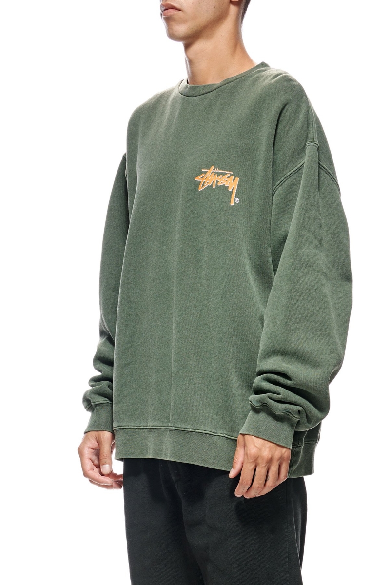 Green Stussy Stock Shadow Crew Men's Sweaters | USA000854