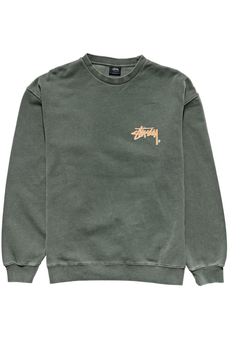 Green Stussy Stock Shadow Crew Men\'s Sweaters | USA000854