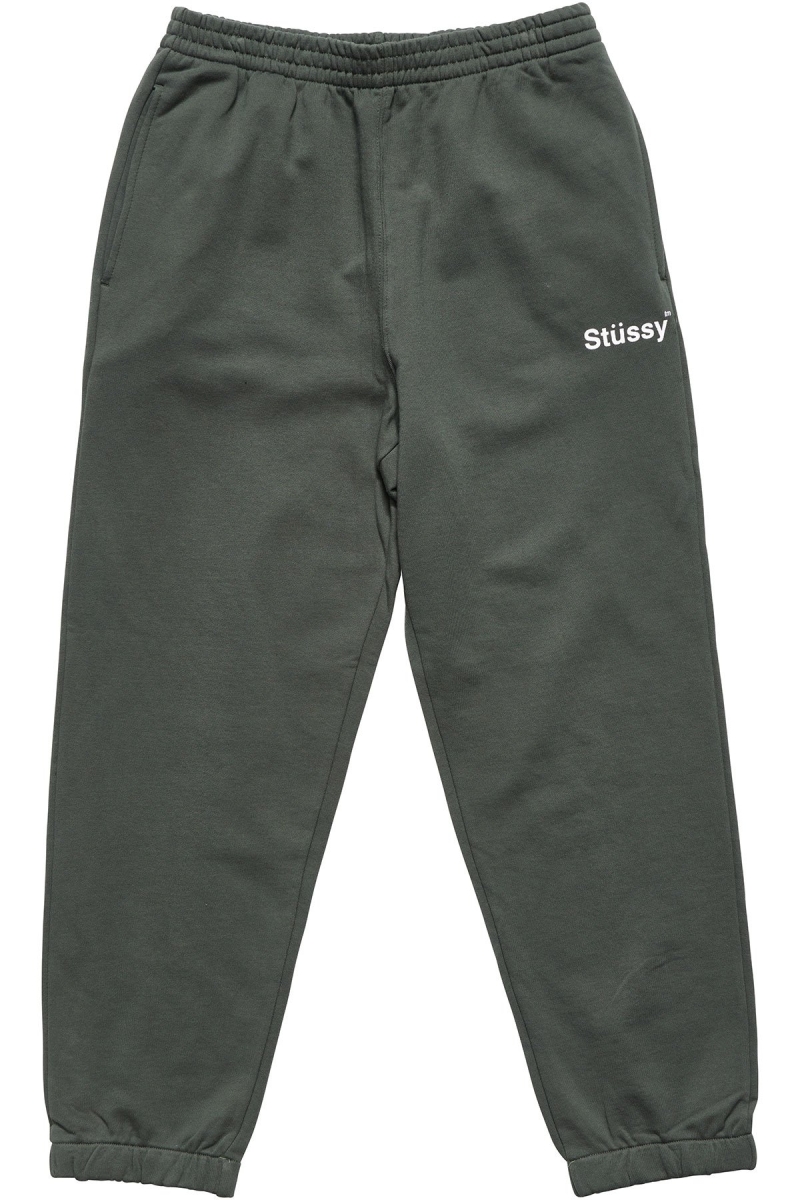 Green Stussy Text Fleece Men\'s Track Pants | USA001007