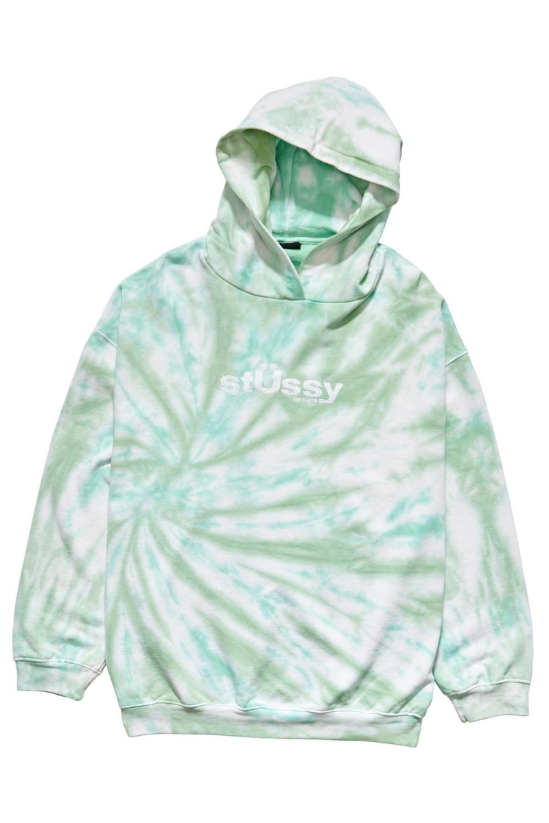 Green Stussy Warped Tie Dye Hood Women\'s Sportswear | USA000804