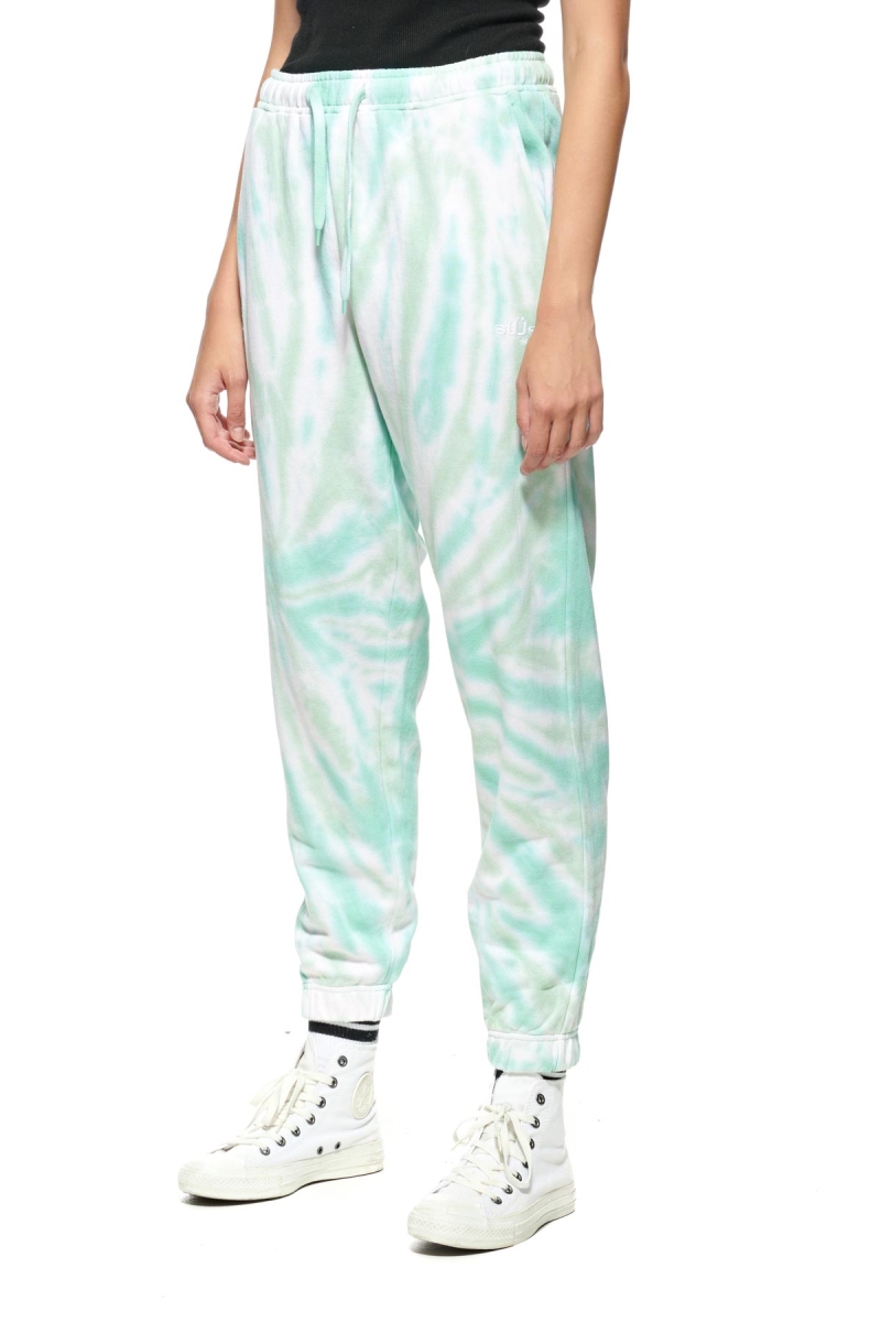 Green Stussy Warped Tie Dye Trackpant Women's Track Pants | USA001011