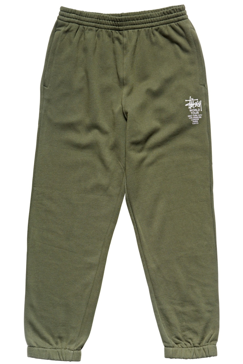 Green Stussy World Tour Men\'s Track Pants | USA001013