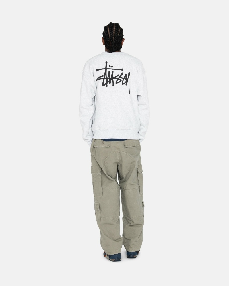 Grey Stussy Basic Crew Men's Hoodies | USA000006