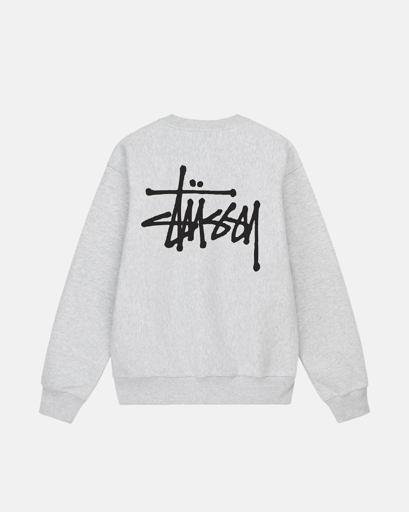 Grey Stussy Basic Crew Men\'s Hoodies | USA000006