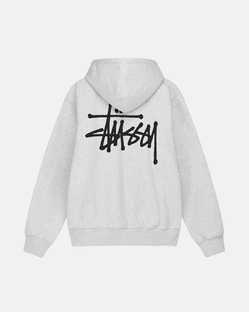 Grey Stussy Basic Zip Men's Hoodies | USA000017