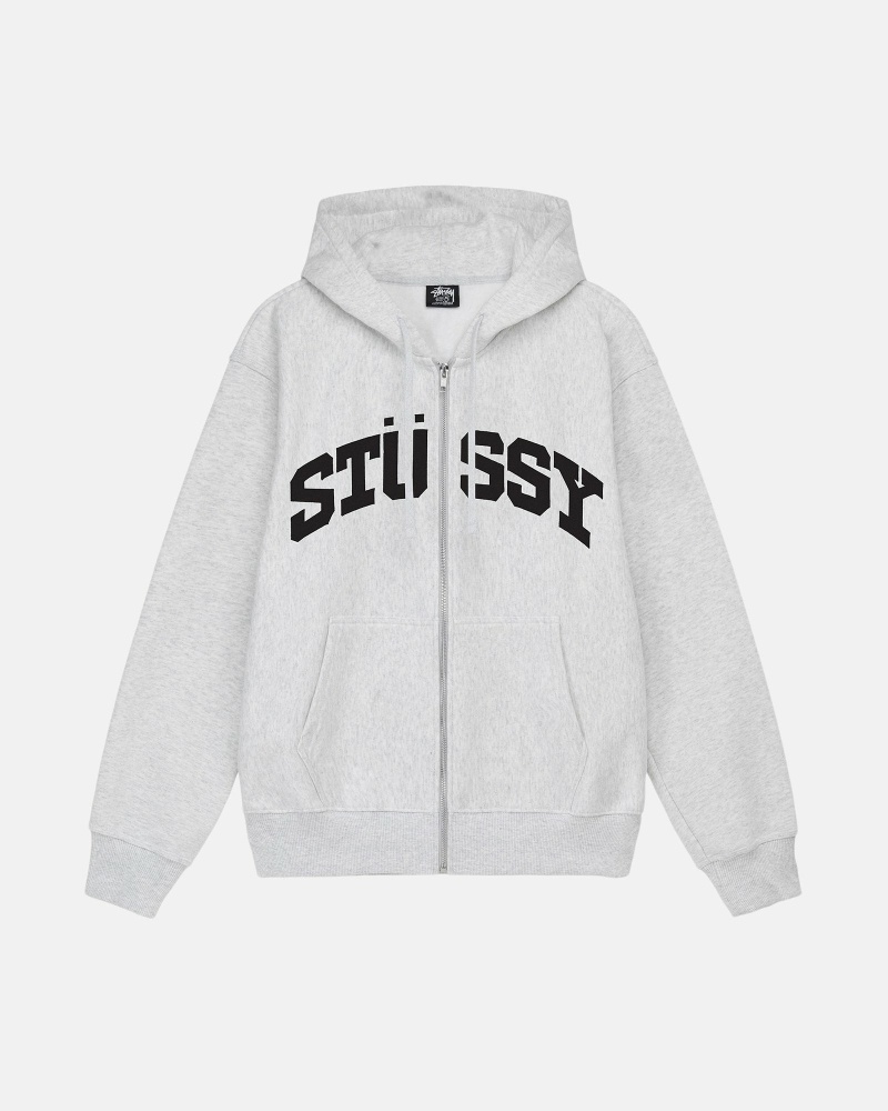 Grey Stussy Block Sport Zip Men\'s Hoodies | USA000024