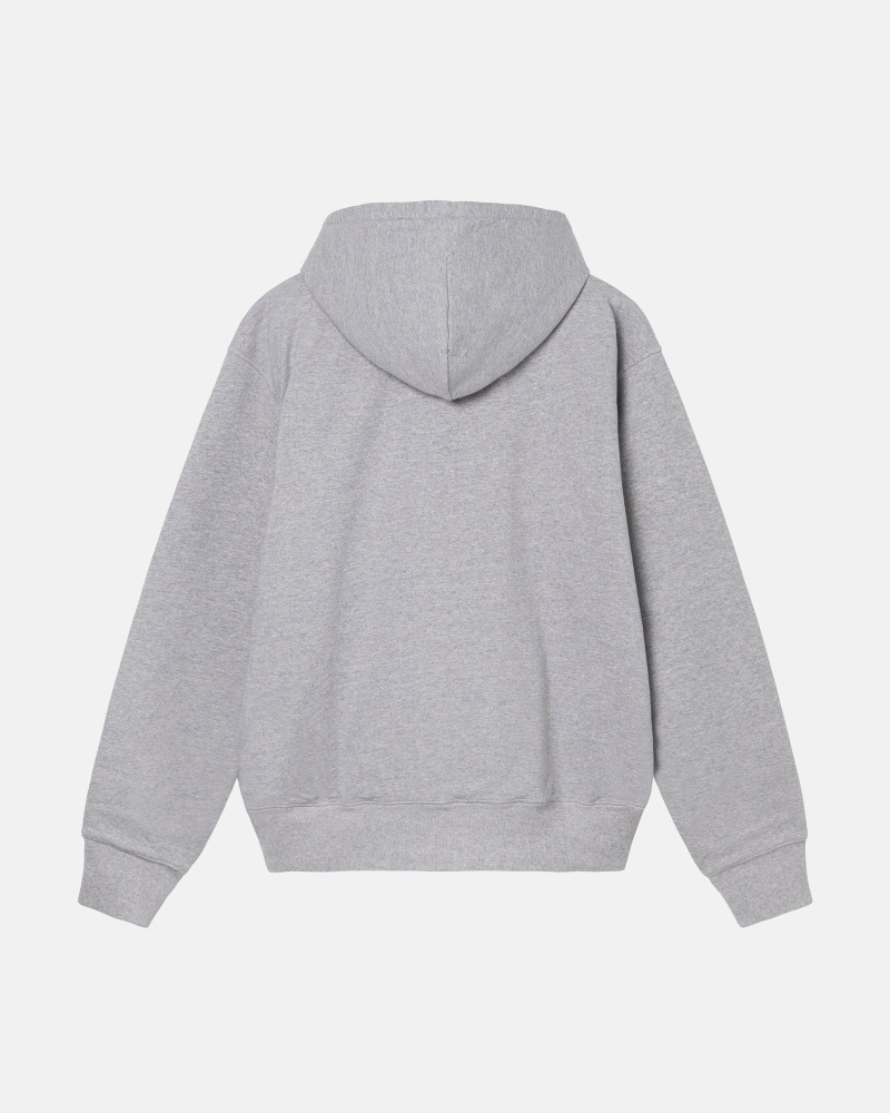 Grey Stussy Double Face Label Zip Men's Hoodies | USA000040