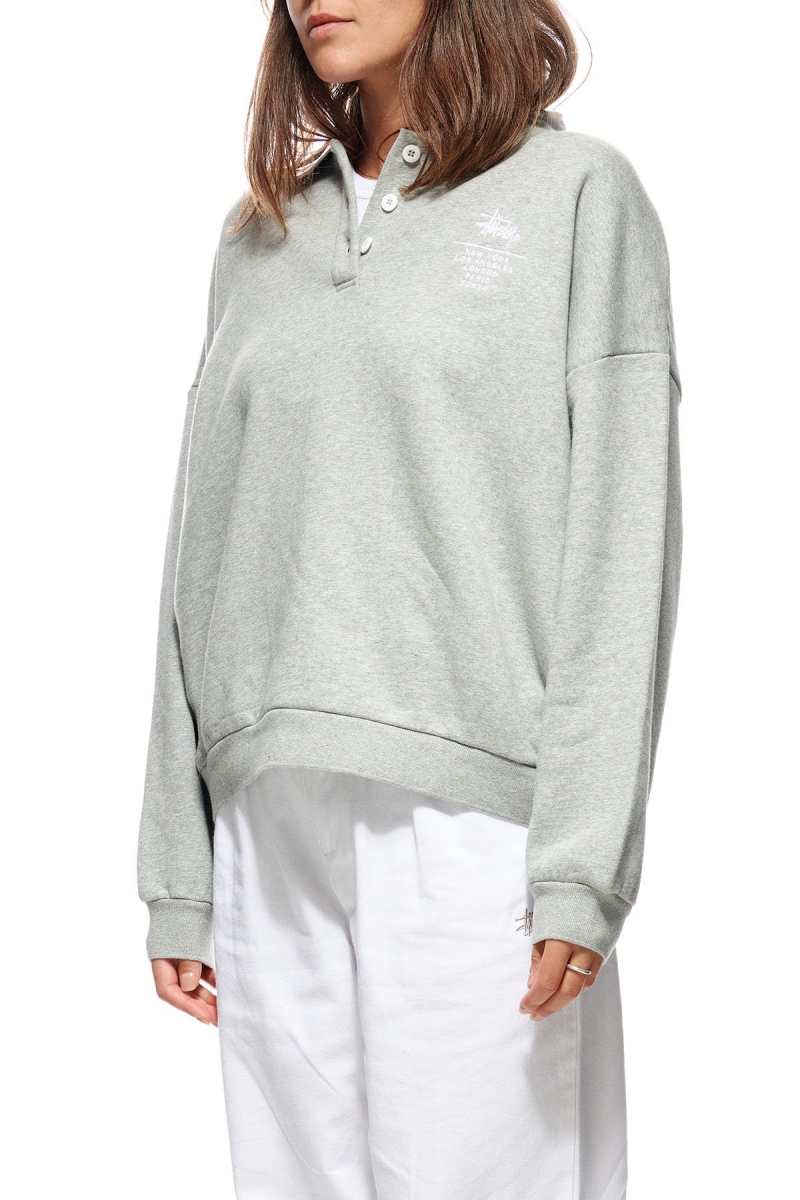 Grey Stussy Graffiti OS Fleece Polo Women's Sweaters | USA000839