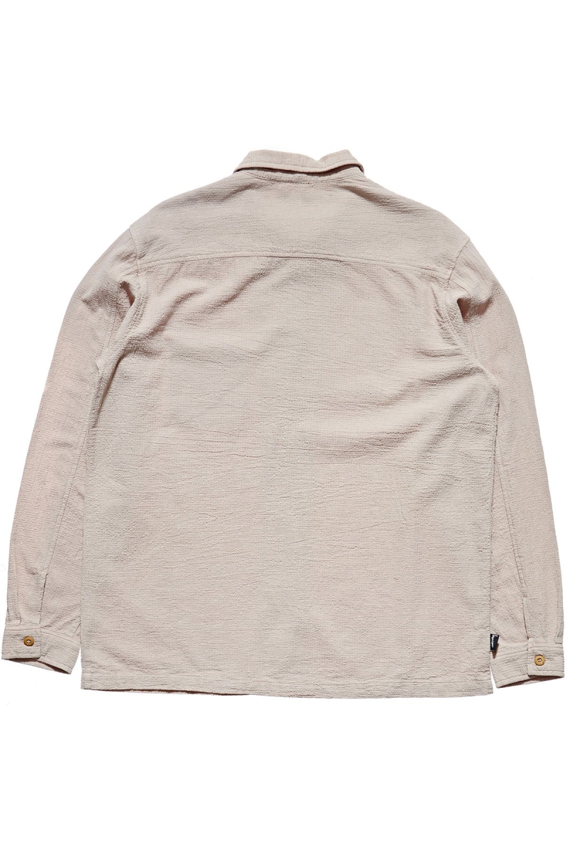 Grey Stussy Grid Seersucker LS Men's Shirts | USA000310