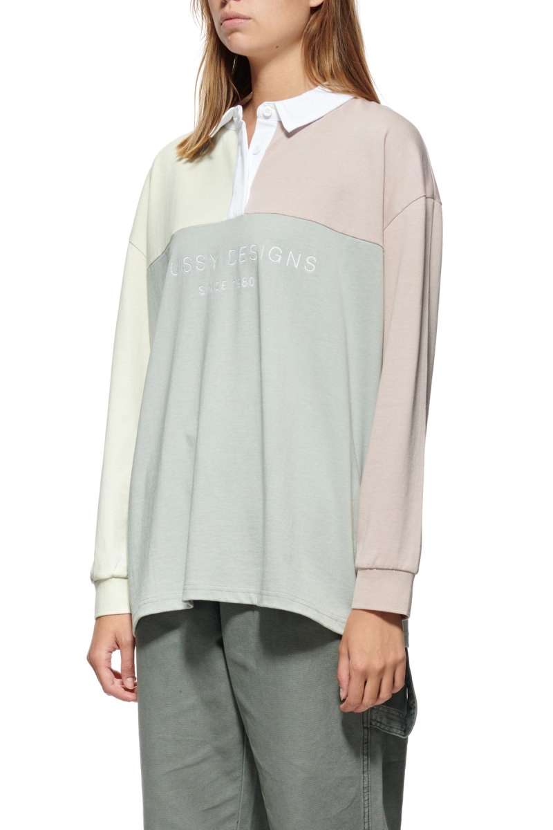 Grey Stussy Hazel Panelled Rugby Women's Sweatshirts | USA000926