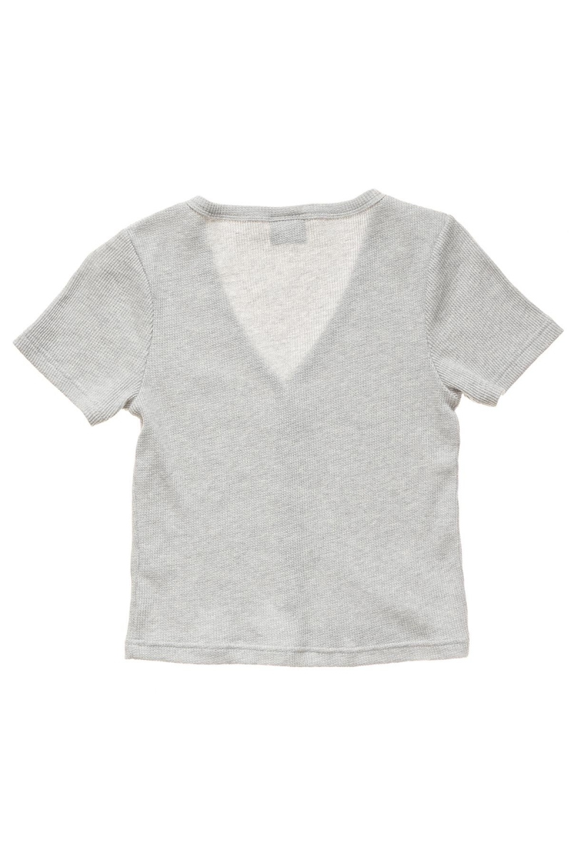 Grey Stussy Hudson Waffle Women's T Shirts | USA000220