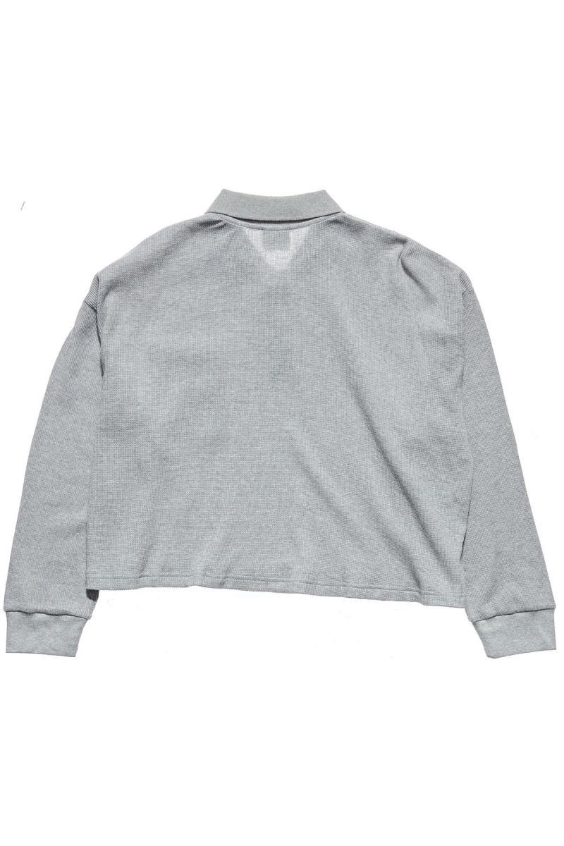 Grey Stussy Owens Waffle Henley Women's Sweatshirts | USA000945