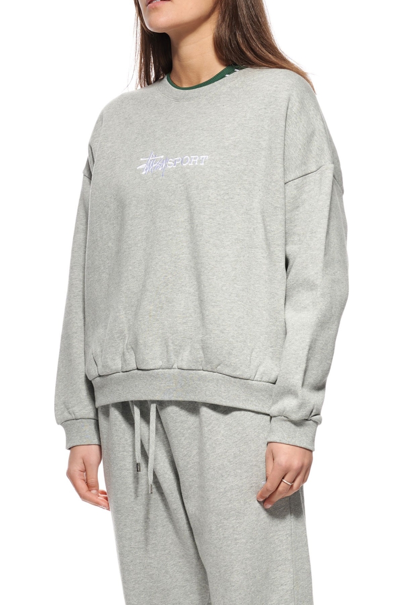 Grey Stussy Sport OS Crew Women's Sportswear | USA000789