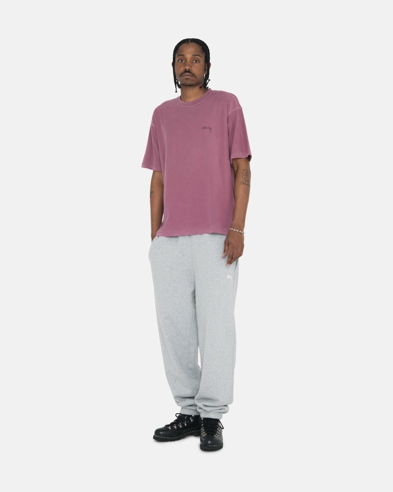 Grey Stussy Stock Logo Men's Sweatpants | USA000889