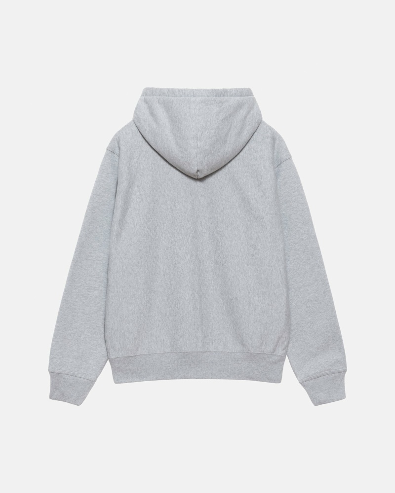 Grey Stussy Stock Logo Zip Men's Hoodies | USA000084