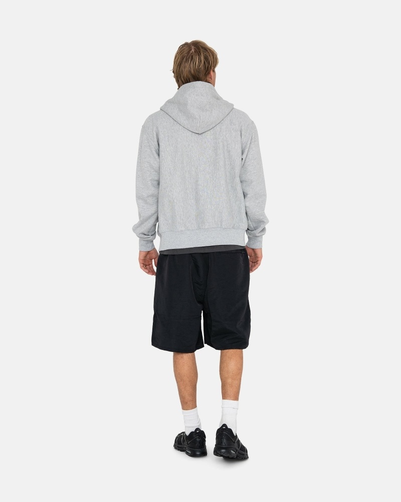 Grey Stussy Stock Logo Zip Men's Hoodies | USA000084