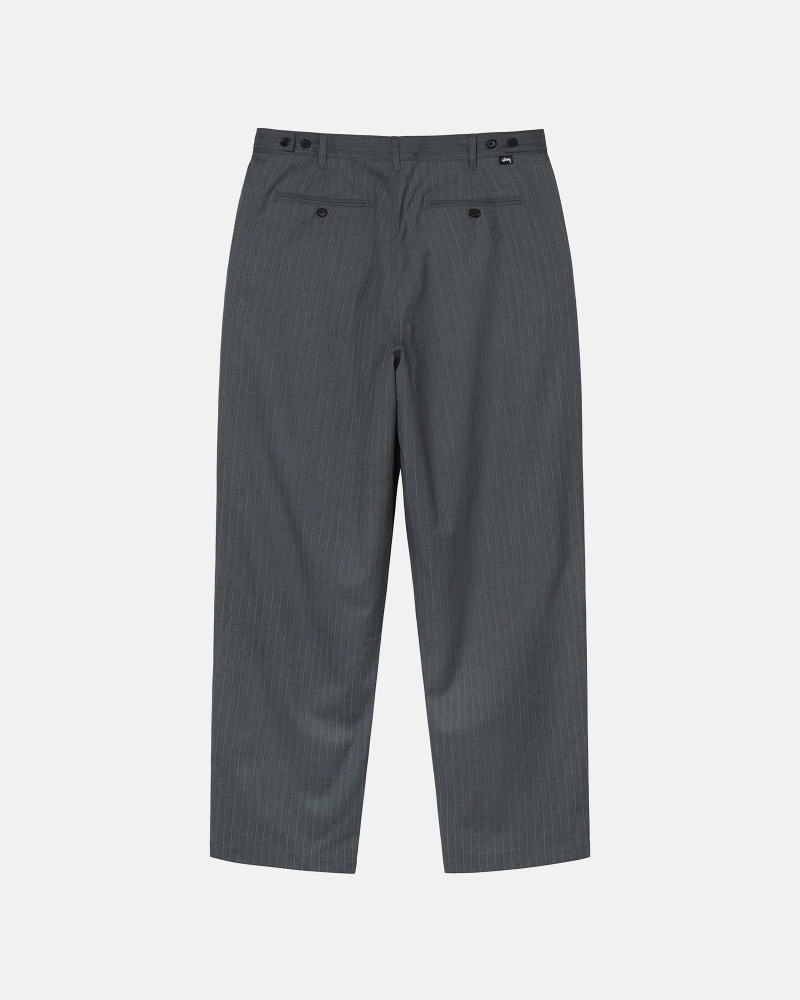 Grey Stussy Stripe Volume Pleated Trouser Men's Pants | USA000599