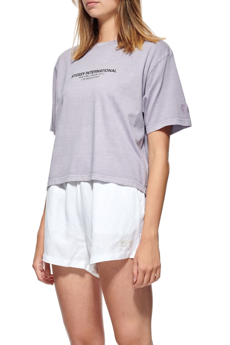 Grey Stussy Text Waisted OS Tee Women's Sportswear | USA000797